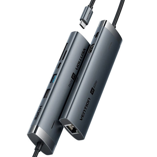 Vention 8-in-1 USB-C Docking Station mit HDMI 4K PD Ethernet Gray