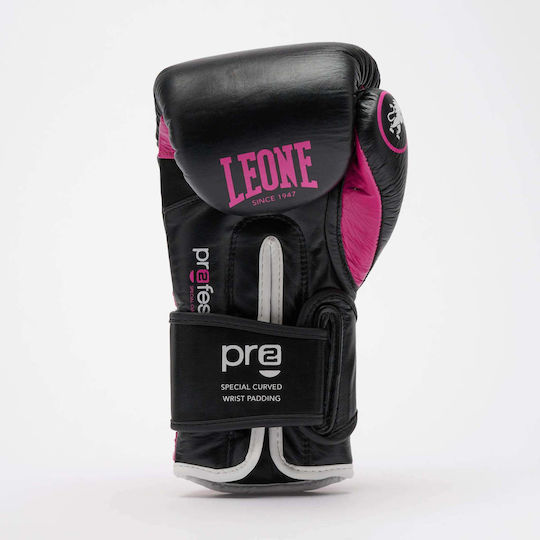 Leone 1947 Leather Boxing Gloves for Competition Black/Fuchsia