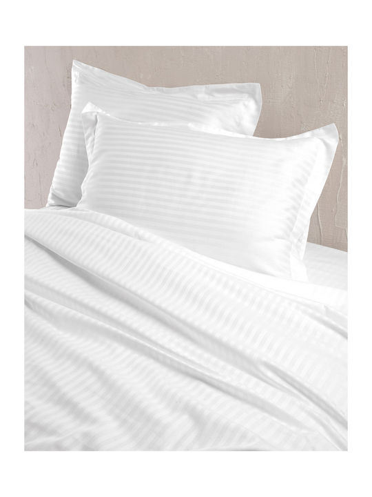 Rythmos Sheet King Size 280x300cm. Satin Stripes White
