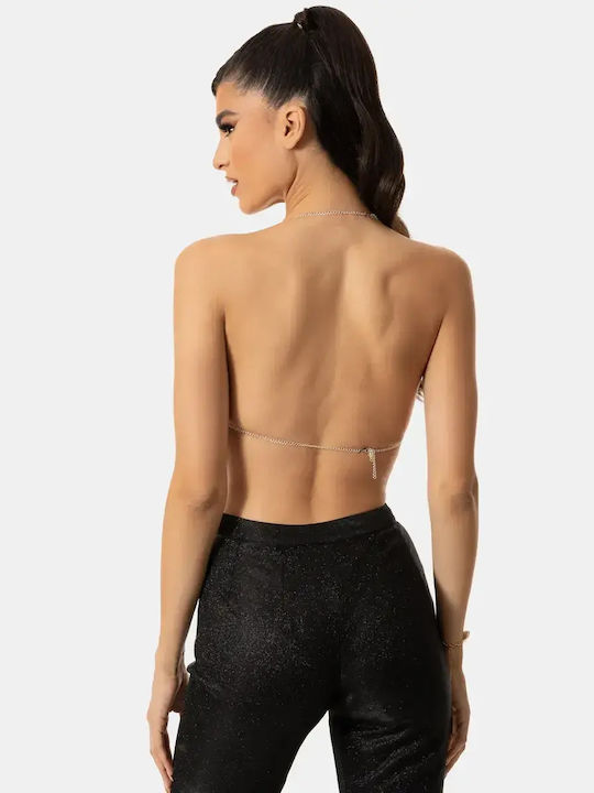 Μεταλλικό Crop Top Μέγεθος One Size Λεοπάρ