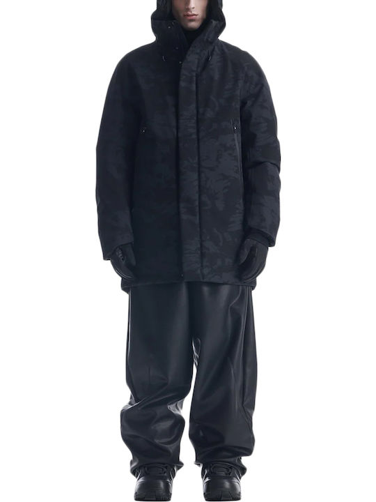 Geacă Parka De Iarnă Impermeabilă și Cu Protecție Împotriva Vântului Neagră