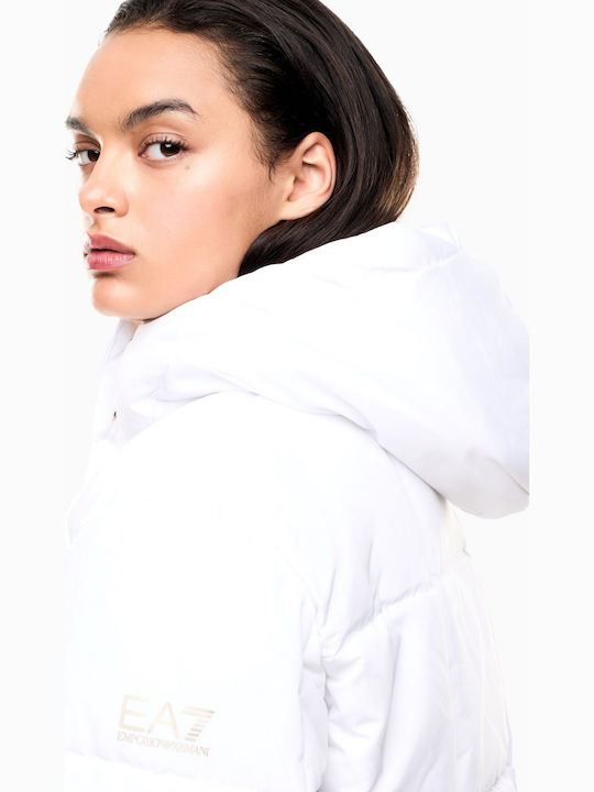 Women's Lifestyle Jacket for Winter with Hood White