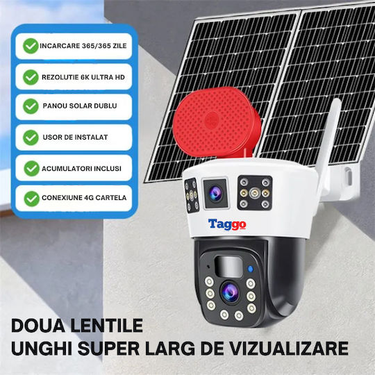 Cameră de Supraveghere 4G 6K Ultra HD Cameră Dublă 12MP Panou Solar 20W Încărcare Rotire Controlată prin Aplicație Impermeabilă IP66