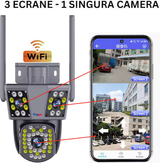 Wifi Surveillance Camera 3k 3 Lenses App Control Automatic Tracking Ip66 Waterproof