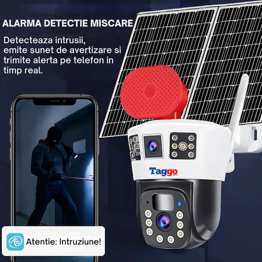 Cameră de Supraveghere 4G 6K Ultra HD Cameră Dublă 12MP Panou Solar 20W Încărcare Rotire Controlată prin Aplicație Impermeabilă IP66
