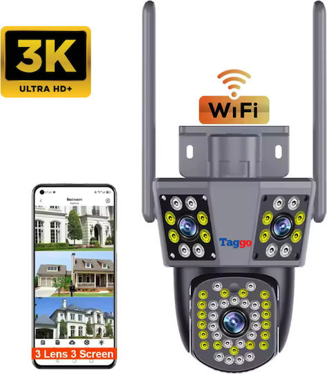 Wifi Surveillance Camera 3k 3 Lenses App Control Automatic Tracking Ip66 Waterproof