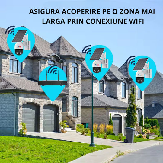 Sistem Profesional de Supraveghere Wireless de Exterior cu 4 Camere 360° Încărcare Solară 4 Canale Hd 4mp Nvr Ir 30m