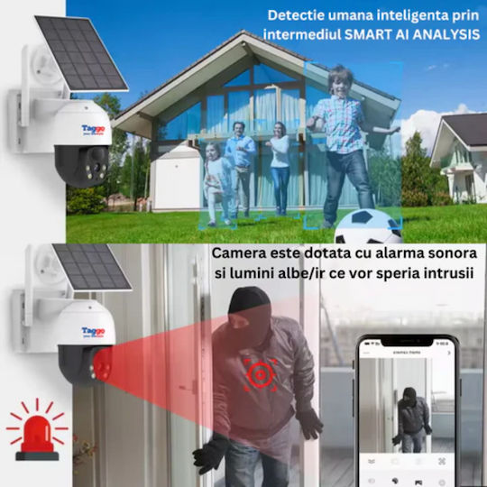 Sistem Profesional de Supraveghere Wireless de Exterior cu 4 Camere 360° Încărcare Solară 4 Canale Hd 4mp Nvr Ir 30m