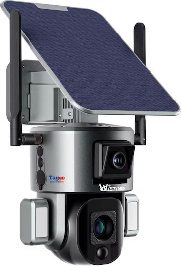 Cameră de Supraveghere Wireless de Exterior 4K Ultra HD Cameră Dublă 4MP+4MP Zoom Optic 10x Încărcare Solară Rotire Controlată prin Aplicație IP66 Rezistentă la Apă