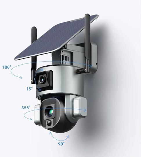 Cameră de Supraveghere Wireless de Exterior 4K Ultra HD Cameră Dublă 4MP+4MP Zoom Optic 10x Încărcare Solară Rotire Controlată prin Aplicație IP66 Rezistentă la Apă