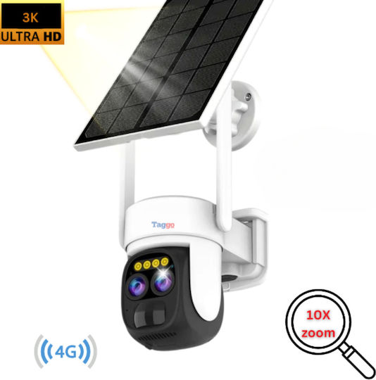 Cameră de Supraveghere 4G 4K Ultra HD de Exterior Cameră Dublă 4MP+4MP Zoom Optic 10x Încărcare Solară Rotire Controlată prin Aplicație Impermeabilă IP66