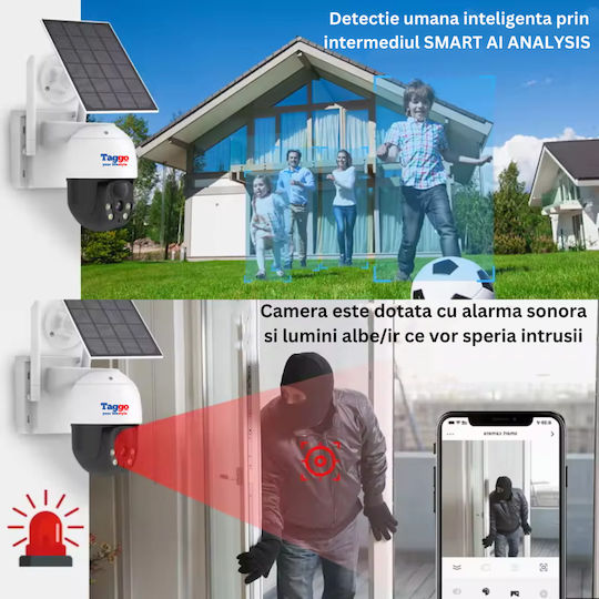 Sistem De Supraveghere Outdoor Cu 4 Camere 360 Wireless Profesional Încărcare Solară 4 Canale Hd 4mp Wireless Monitor Lcd Ir 30m