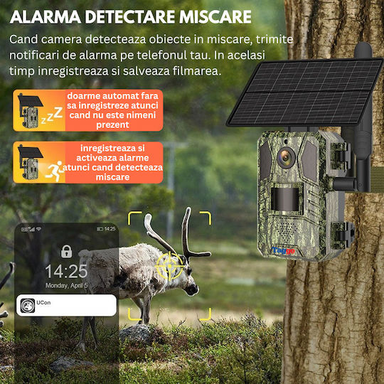 Cameră de Supraveghere Solară 4G 16MP Foto 4MP Video Panou Solar 4W Baterie 7800mAh Detectare Mișcare Audio Bidirecțional IP66