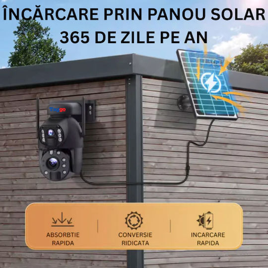Cameră Supraveghere Wifi 3K Ultra HD Zoom 20x Cameră Dublă Încărcare Solară Rotire Controlată prin Aplicație IP66 Rezistentă la Apă