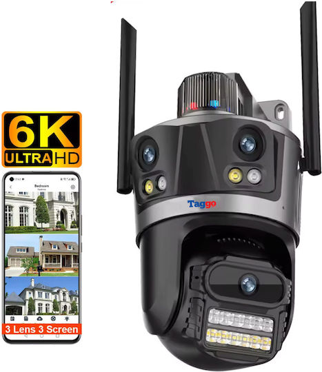 Cameră Supraveghere Wifi 4K 8MP 3 Lentile Control prin Aplicație Rezistentă la Apă Alarmă