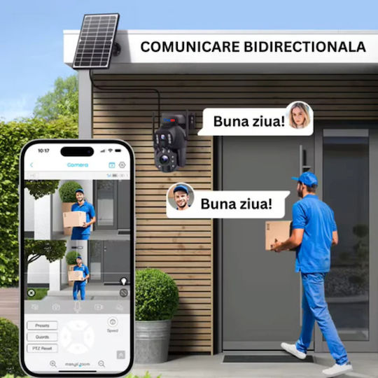 Cameră Supraveghere Wifi 3K Ultra HD Zoom 20x Cameră Dublă Încărcare Solară Rotire Controlată prin Aplicație IP66 Rezistentă la Apă