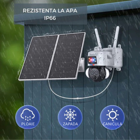 Surveillance Camera 4G Solar Charging Panel 20W 4K 12x Zoom FullHD Rain Charging App-Controlled Rotation IP66 Waterproof