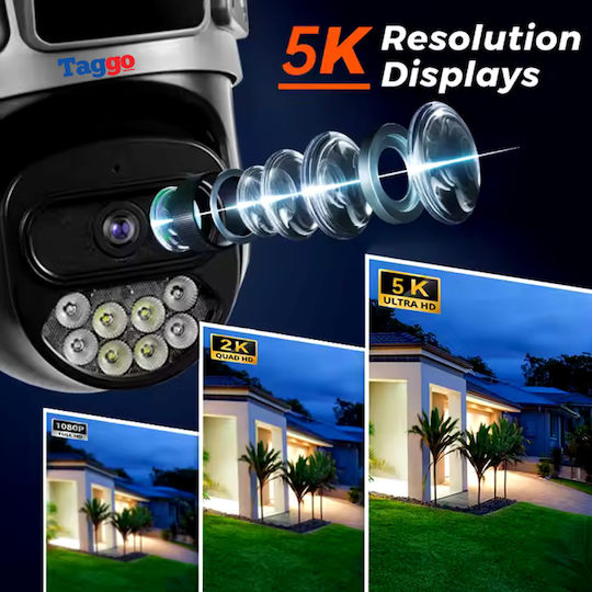 4g Sim Card Surveillance Camera 6k 10mp 3 Screens Automatic Tracking App Control Waterproof Full Color