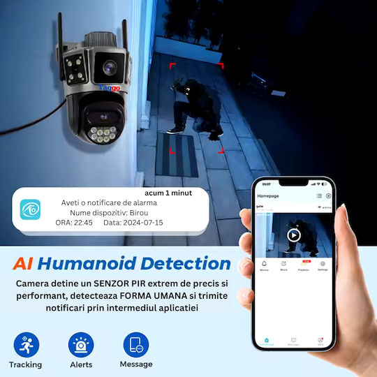 4g Sim Card Surveillance Camera 6k 10mp 3 Screens Automatic Tracking App Control Waterproof Full Color