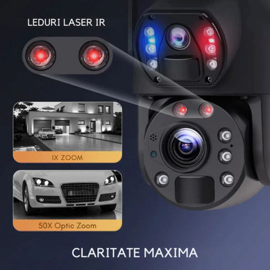 Cameră de Supraveghere 4G 3K Ultra HD Zoom 50x Cameră Dublă 10W Încărcare Solară Rotire Controlată prin Aplicație Impermeabilă IP66