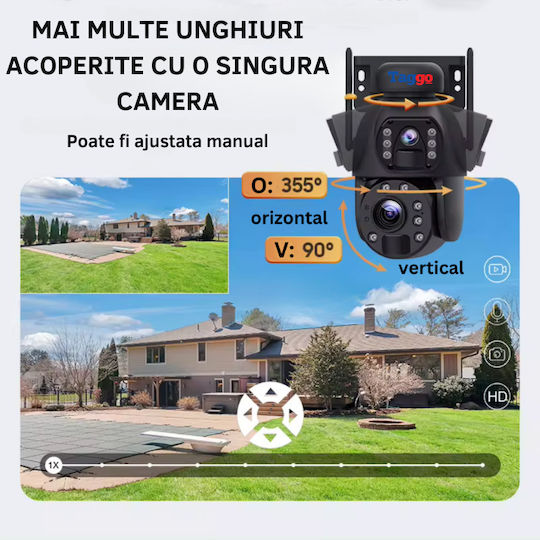 Cameră de Supraveghere 4G 3K Ultra HD Zoom 50x Cameră Dublă 10W Încărcare Solară Rotire Controlată prin Aplicație Impermeabilă IP66