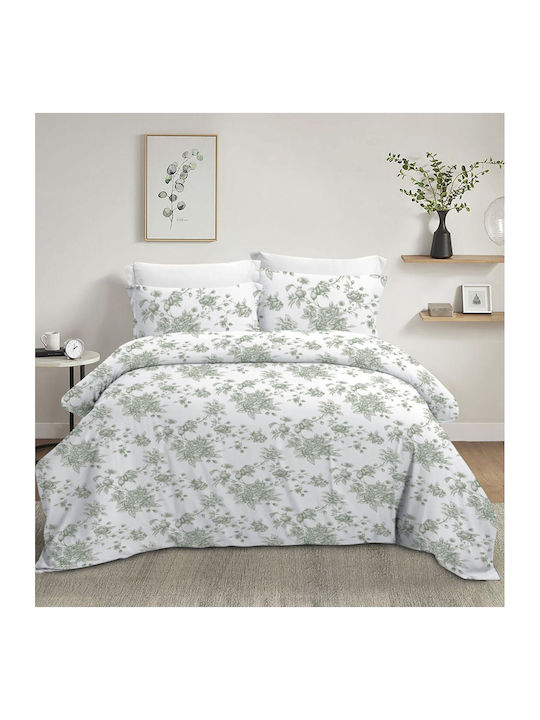 Olia Home Σετ Σεντόνια Υπέρδιπλα με Λάστιχο 160x200+35εκ. Dusty Green (4τμχ)