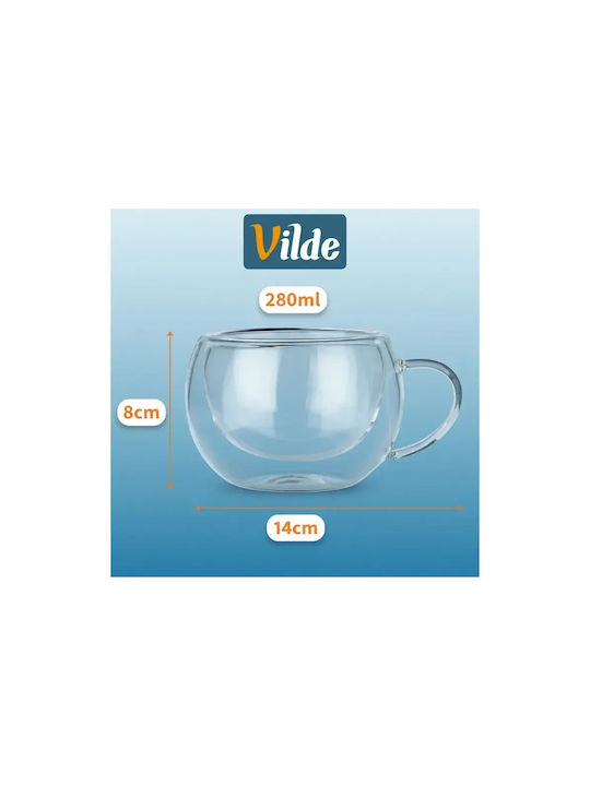 Vilde Σετ Φλιτζάνια Espresso Γυάλινα Διάφανα 280ml 2τμχ