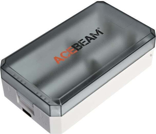 Acebeam Α2 USB Ladegerät 2 Batterien Li-Ion Größe in Weiß Farbe