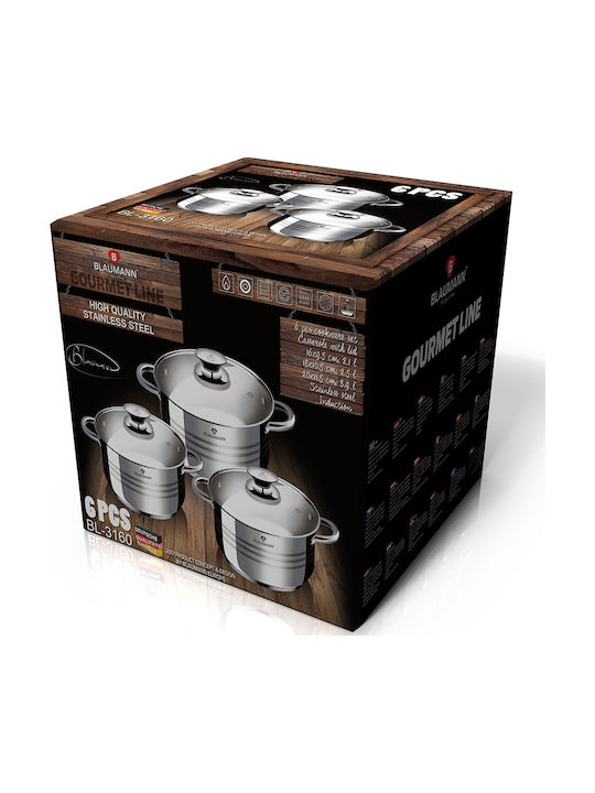 Blaumann Gourmet Line Pots Set Made Of Stainless Steel With Non-Stick Coating 3 Pieces