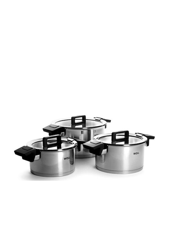 Woll Pots Set of Stainless Steel with Ceramic Coating 3pcs