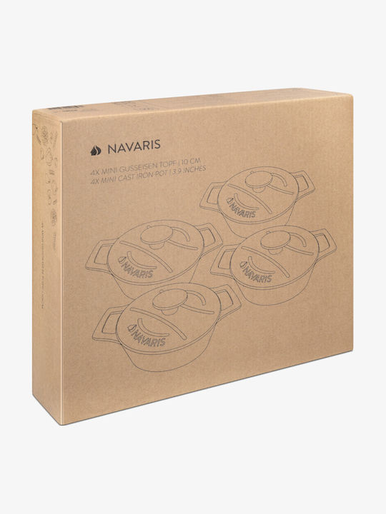 Navaris Pots Set of Cast Iron with No Coating 4pcs