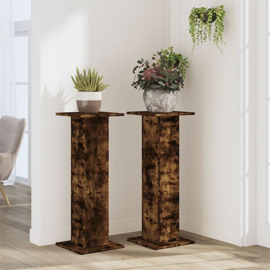 vidaXL Vaze Pentru Plante Din Lemn Maro Cu Suport 30x30x80cm 2 Buc
