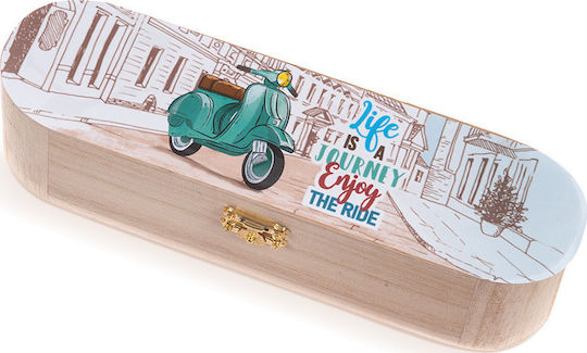 Taufgeschenk mit Federmäppchen Vespa aus Holz KS975