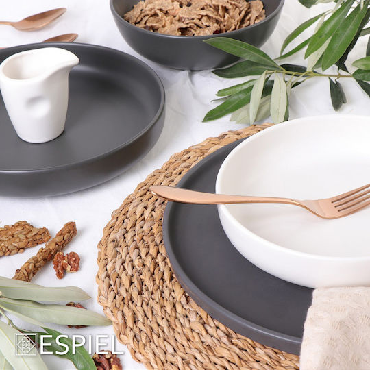 Espiel Σουπλά Στρογγυλό Ψάθινο Καφέ 40cm 6τμχ