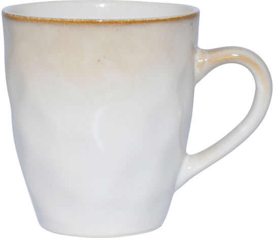 Estia Vignette Stoneware Κούπα Κεραμική Λευκή 400ml 4τμχ