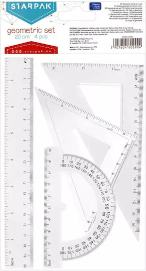 Starpak Set of 4 Geometric Tools Plastic Transparent