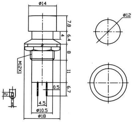 Ultimax Διακόπτης Μπουτόν Φ12 PB301A Κόκκινο 10τμχ