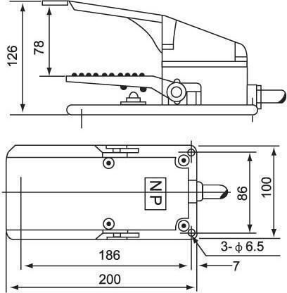 Cntd On-Off switch Foot Silver 1pcs