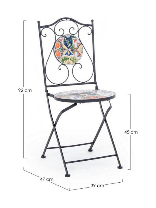 Metallic Outdoor Chair Paloma Μαύρη-Πολύχρωμη 39x47x92cm