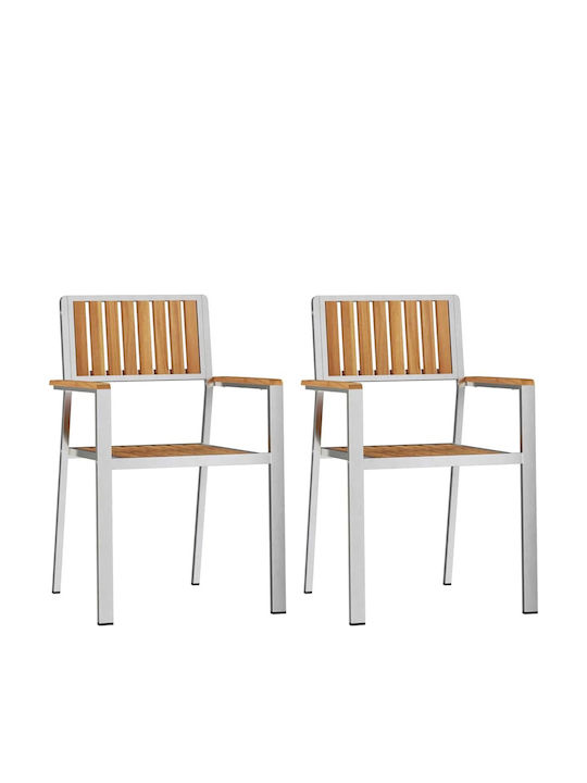Outdoor-Stuhl Hölzernes Silver 2Stück 56x62x87εκ.