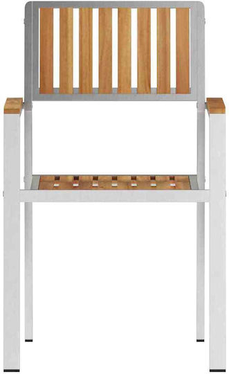 Outdoor Chair Wooden Silver 2pcs 56x62x87cm