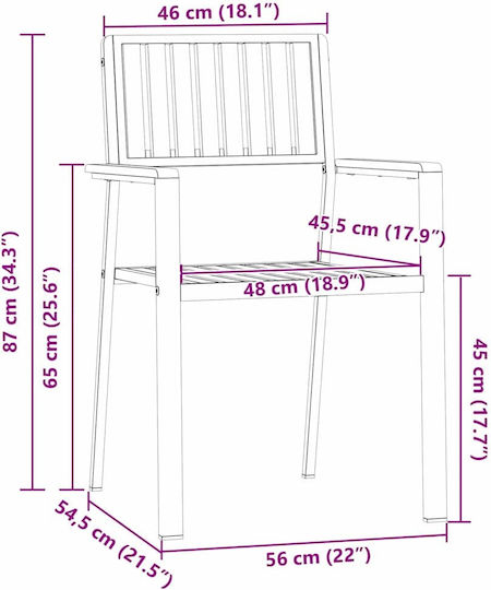 Outdoor Chair Wooden Silver 2pcs 56x62x87cm