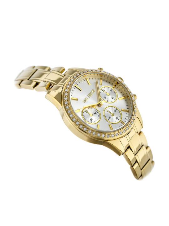 Paul Lorens Women's Watch 36mm Chronograph Battery with Gold Stainless Steel Bracelet
