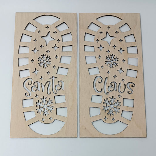 Wooden Santa Claus Footprints Christmas
