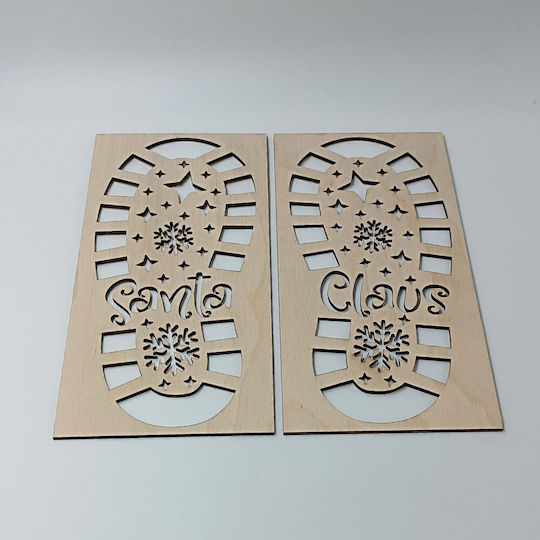 Wooden Santa Claus Footprints Christmas