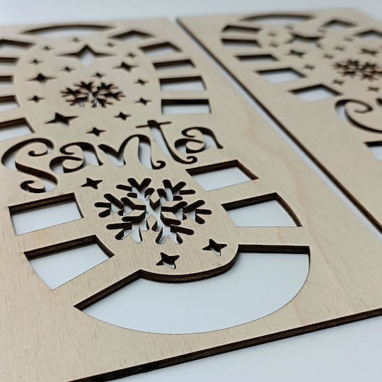 Wooden Santa Claus Footprints Christmas