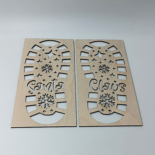 Wooden Santa Claus Footprints Christmas