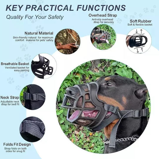Silicone Dog Muzzle 12-20kg Size 30-34cm Black