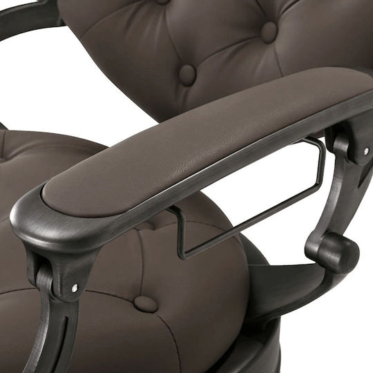 Barber Equipment Стол За Бръснар Кафяв С Регулируема Височина И Хидравличен Механизъм За Повдигане