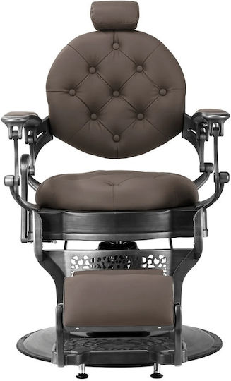 Barber Equipment Стол За Бръснар Кафяв С Регулируема Височина И Хидравличен Механизъм За Повдигане